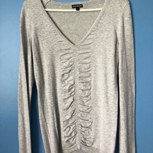 Gray v-neck sweater